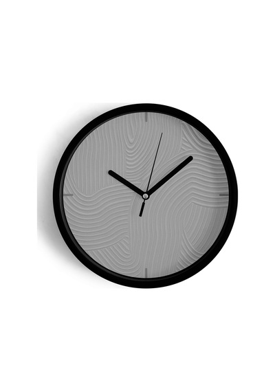 Soyut Alçı Görünümlü Modern Duvar Saati - 25cm - Önü Camlı Siyah Kasa - Sessiz Mekanizma-jh0395 Siyah