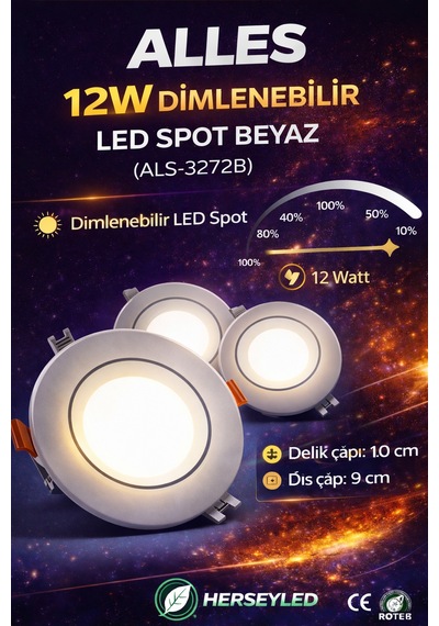 12w Dimlenebilir Led Spot Beyaz Işık 6500k Beyaz