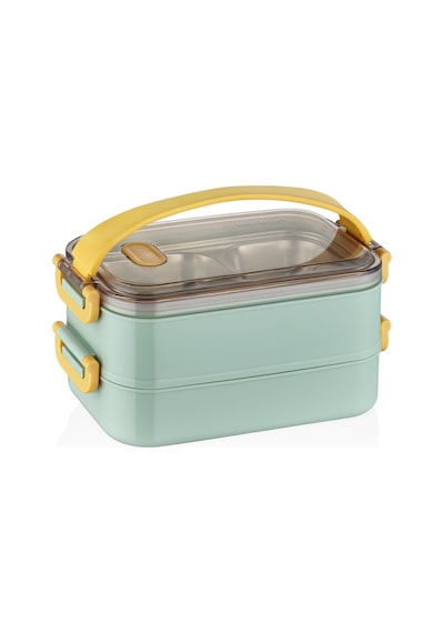 Vagonlife Bento Lunch Box Sefer Tası 2 Kat Taşıma Kulplu Çelik Ff367 Pudra