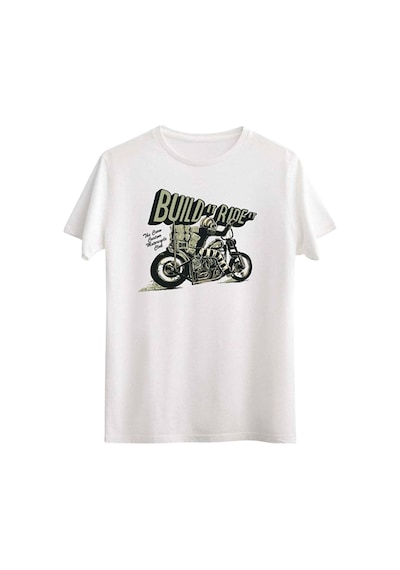 The Crow Erkek Rider Baskılı T-shirt Tc7059 Beyaz