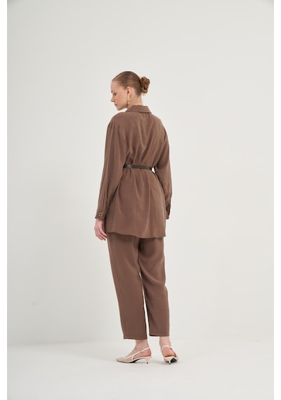 FTZ Women Ftz Pantolonlu Takım Kahve 31035 Kahve