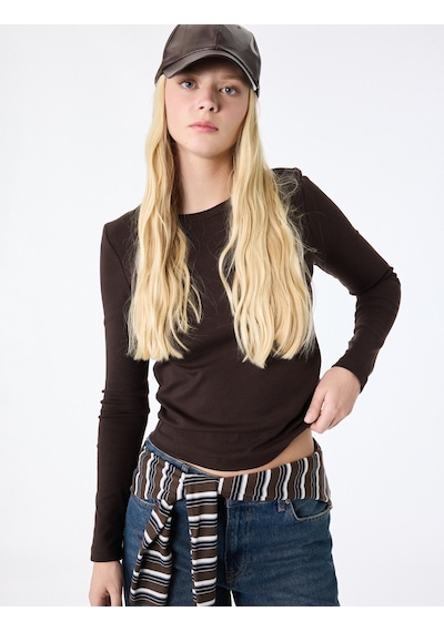 Koton Pamuklu Slim Fit Uzun Kollu Bisiklet Yaka Basic Tişört Kahverengi 6sak50290ek Kahve Koton Pamuklu Slim Fit Uzun Kollu Bisiklet Yaka Basic Tişört Kahverengi 6sak50290ek Kahve