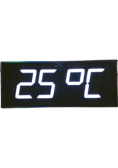Dijital Led Duvar Ve Masa Saati Ve Derece - Beyaz Kasa Ölçüsü: 16x40 Cm