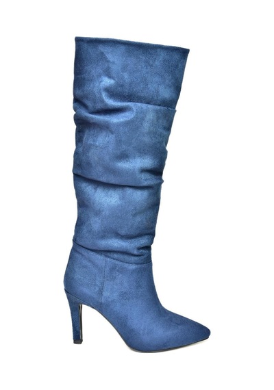 Fox Shoes L404868002 Lacivert Süet İnce Topuklu Kadın Çizme Lacivert-süet Lacivert