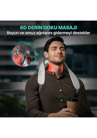 Skg H5 Mini Taşınabilir Omuz Ve Boyun Masaj Aleti, 6d Shiatsu Masaj Terapisi, Termoterapi Gri