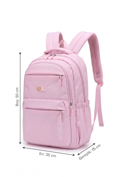 Esvelans Unisex Geniş İç Hacimli Çok Bölmeli Günlük Ve Okul Sırt Çantası Açık Pembe
