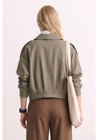 Barrels And Oıl Kadın Omzu Apolet Detaylı Oversize Ceket - Olive Olive