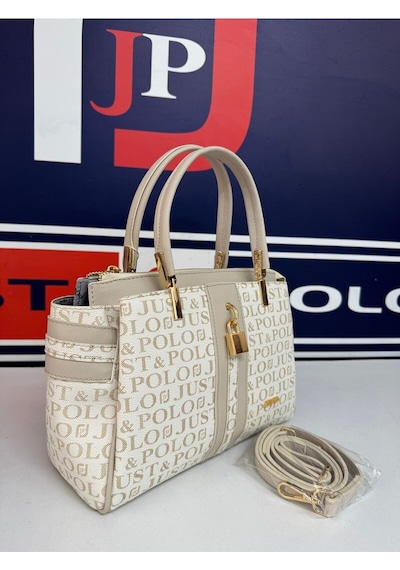 Just Polo Kadın Krem Monogram El Ve Omuz Çantası Yeni Sezon 2201mh