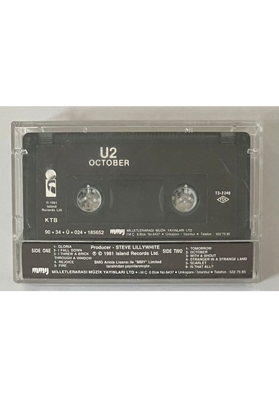 U2 October Kaset Orjinal Dönem Kağıt Baskı