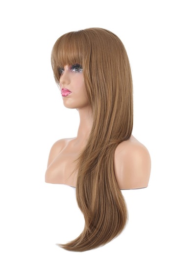 Katlı Kesim Perçemli Düz Fiber Sentetik Uzun Boy Peruk / Bebek Kumralı - Ezjı-739998 Renkli