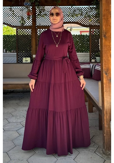 Rabia Şamlı Asil Elbise Vişne Normal