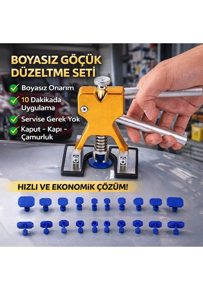 Polham 20 Parça Boyasız Göçük Düzeltme Seti Kaput Kapı Çamurluk Göçük Onarım Aparatı Pdr Dent Repair Seti