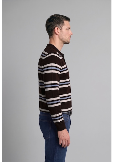 Defacto Standart Fit Polo Yaka Çizgili Triko Kazak H5747ax26aubn116 Kahve-bn116