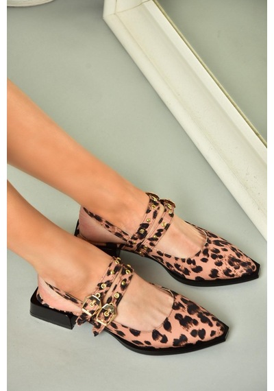 Fox Shoes U518800604 Leopar Kumaş Alçak Topuklu Kadın Ayakkabı Taba - Kahverengi Fox Shoes U518800604 Leopar Kumaş Alçak Topuklu Kadın Ayakkabı Taba - Kahverengi