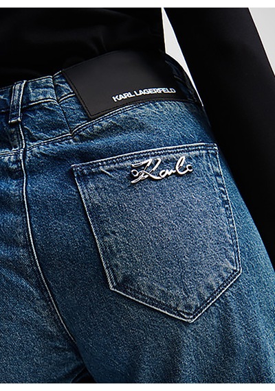 Karl Lagerfeld Koyu Mavi Kadın Lyocell Karışımlı Denim Pantolon A1w10087
