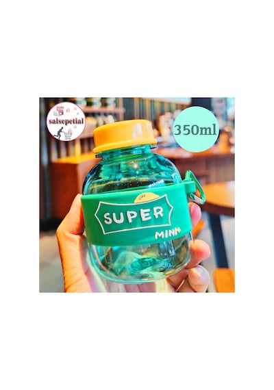 Mini Renkli Su Şişesi 350ml Figürlü Renkli Mini Suluk Matara 350ml Turkuaz