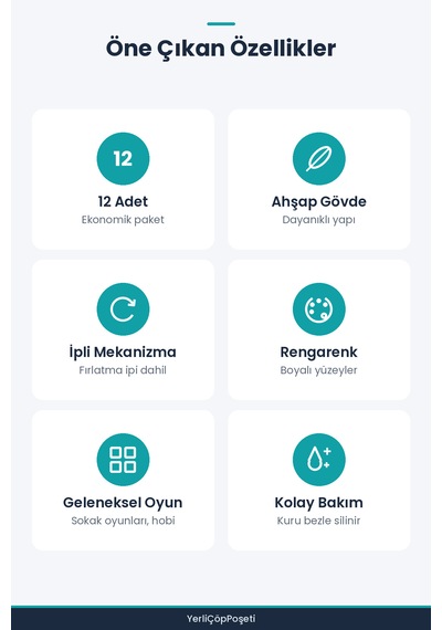 12'li Topaç Seti - Ahşap - Rengarenk