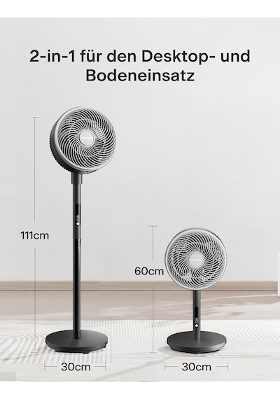 Pelonis Uzaktan Kumandalı Vantilatör, 36db Sessiz Çalışma, Hız Ayarı, 60-111cm Ayarlanabilir Yükseklik, Dikey Ve