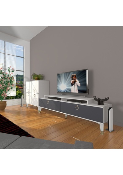 Decoraktiv Ekoflex On Mdf Gold Tv Ünitesi Tv Sehpası Beyaz - Antrasit