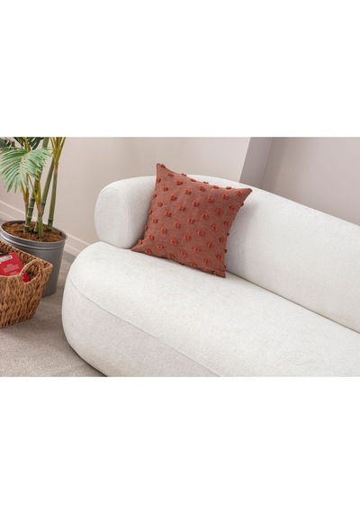 Swita Home Dekoratif Puantiye Keten Kumaşlı Kırlent Kılıfı 43x43 Kiremit