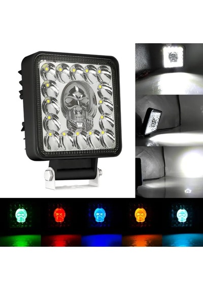 Kurukafa 16 Led Fonksiyonlu Kare Off Road Sis Farı Çalışma Lambası 12v