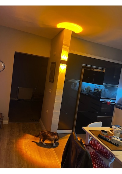 12 Watt Amber Işık Ledli, Elektrikle Çalışır, Bahçe - Villa Duvar Aydınlatma Armatürü, Amber Aplik Amber