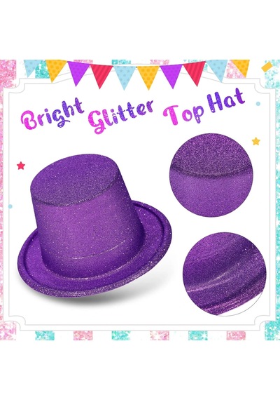 Hubrendy Cer Mor Simli Glitter Silindir Parti Şapkası