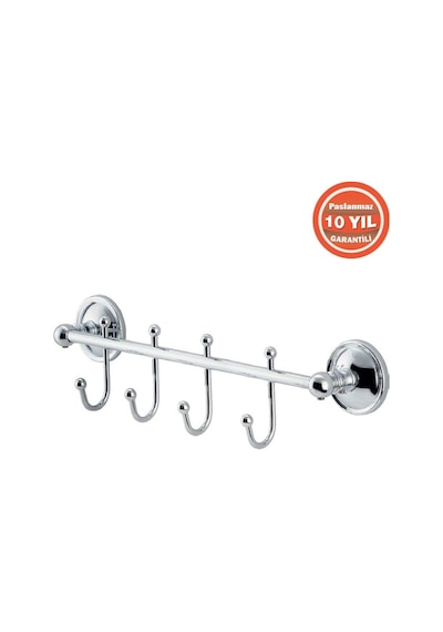 Çelik Banyo Paslanmaz Pirinç Bella Çıkmalı 4 Lü Set Askılık 10 Yıl Garantili Beyaz