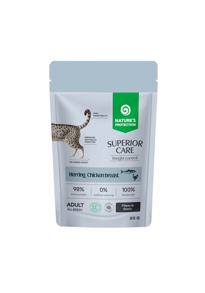 Nature S Protection Superior Care Ringa Balıklı & Tavuk Göğüslü Kilo Kontrolü İçin Sos İçinde Yaş Kedi Maması 85g