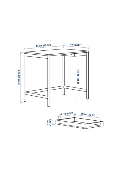 Ikea Enkroken Çalışma Masası, Beyaz, 85x56x72 Cm