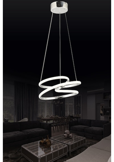 Ld 039 Topsuz Model Krom 3 Renkli Salon Ve Oturma Odası İçin İdeal Alüminyum Avize, 35x70 Krom