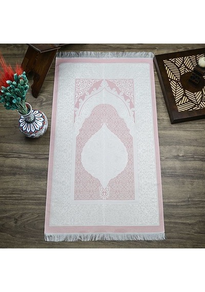 Hediyelik Seccade Pembe Şal Ve 99 İnci Tesbih Çok Renkli
