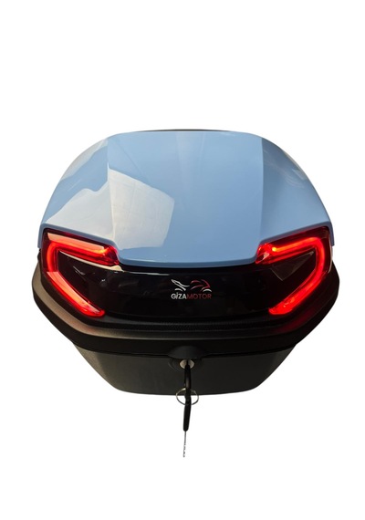 Işıklı + Sırt Dayamalı 33 Litre Motosiklet Çantası Açık Mavi