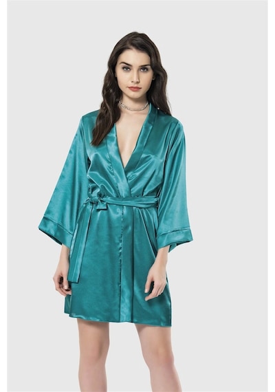 Aria's Closet Arias Closet Zümrüt Kısa Saten Sabahlık Zümrüt