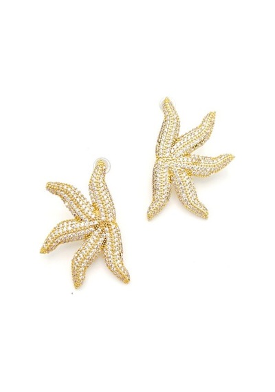 Zirkon Taşlı Deniz Yıldızı Gold Küpe