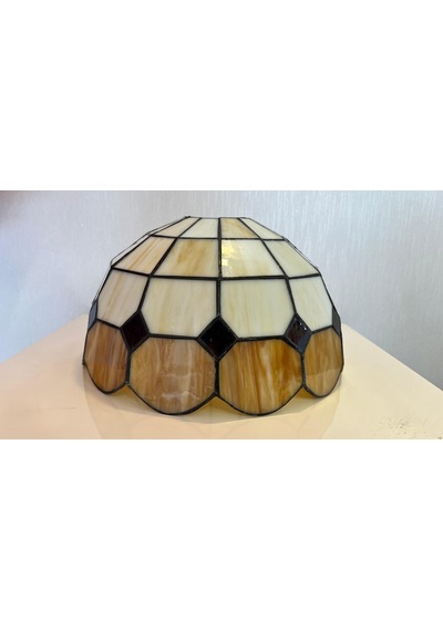 Yüceeller Tavan Vitray Avize 30 Cm 12" Kahverengi