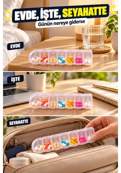 2 Adet Haftalık İlaç Ve Hap Kutusu 7 Gün Şeffaf Vitamin Saklama Kabı Seyahat Düzenleyici 16 X 3,5 Cm