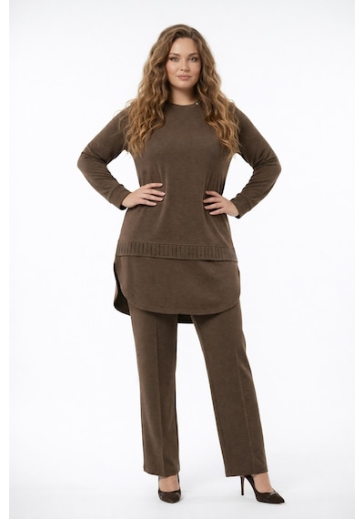 Baglan Kadın Bluz Pantolon Takım Bgl-st05424 Açık Kahverengi