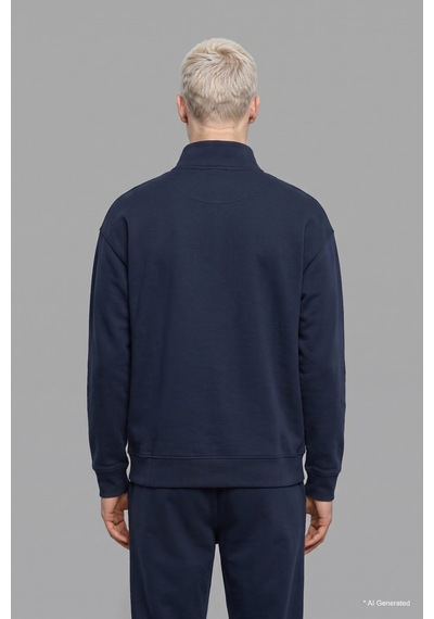 Defacto Boxy Fıt Dik Yaka Skuba Kumaş Uzun Kollu Basic Sweatshirt E9363ax26aunv146 Lacivert-nv146