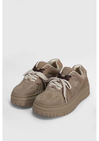 Lufian 122230039 Kay Deri Kadın Sneaker Ayakkabı Bej