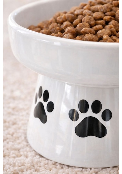Nitrudesign Ayaklı Seramik Kedi Köpek Mama Ve Su Kabı 400 Ml
