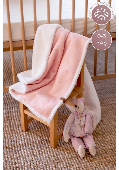 Kişiye İsime Özel Nakışlı Hediyelik Yenidoğan Fluffy Kundak Puset Bebek Battaniyesi Solid Pembe