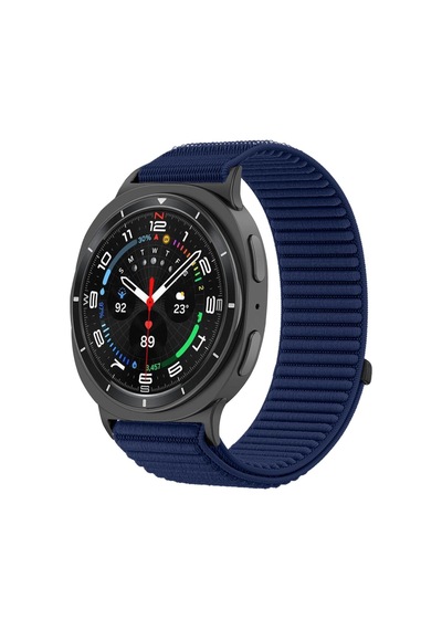 Caseonn Samsung Galaxy Watch 8 Classic 46mm Kordon Hasır Kumaş Nylon Kayış Lacivert
