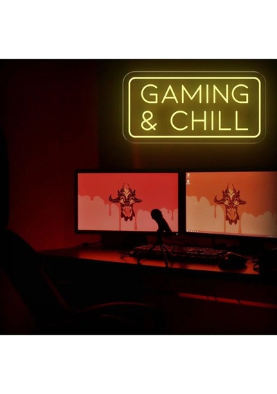 Gamıng & Chıll Yazılı Neon Tabela Sarı