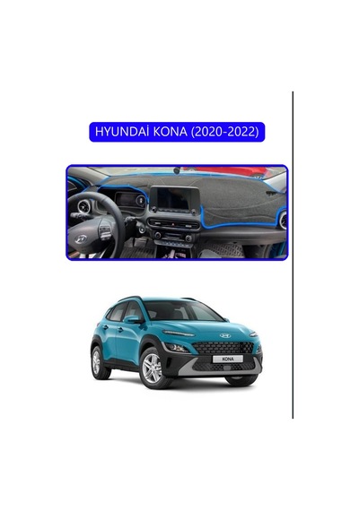 Hyundai Kona 2020-2022torpido Koruma Halısı Mavi Kenar
