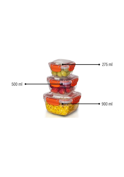 3'lü Set Master Kare Saklama Kabı 275 ML - 500 ML - 900 ML 001