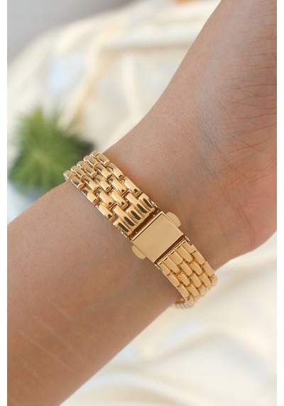 Mokashopin Erb Gold Renk Zirkon Taşlı Kare Model Roma Rakamlı Retro Kadın Saat Altın - 648635719 Altın
