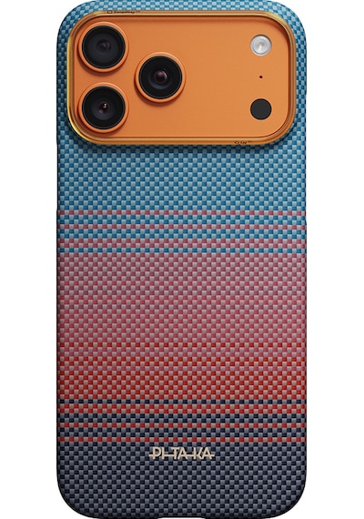 İphone 17 Pro Max Kılıf M-safeli Aramid Fiber Pitaka Sunset 2.0 California Dream Serisi Mavi-kırmızı Mavi - Kırmızı