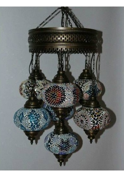 Dekoratif Osmanlı Lambası 7li Set Mozaik Lamba Dekoratif Avize