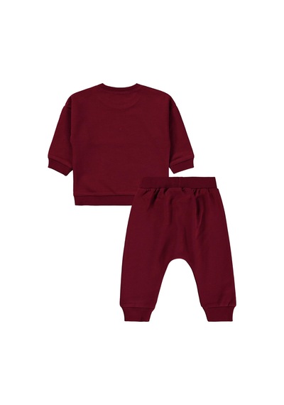 Civil Baby Cvl Baskılı 6-18 Ay Takım - Bordo Koyu Bordo